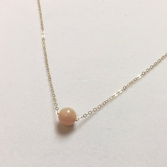 14k Gold Filled Necklace W/ Single Morganite Bead - Picture 6 of 8